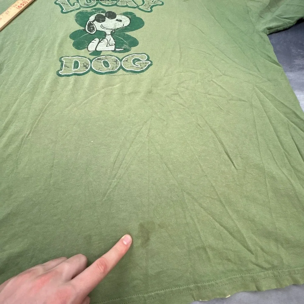 Vintage Snoopy Joe Cool Lucky Dog Shirt XXL Green Y2K Peanuts Graphic Tee